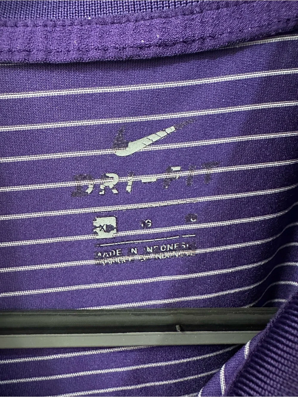 Men’s Nike LSU purple and white striped polo size XL